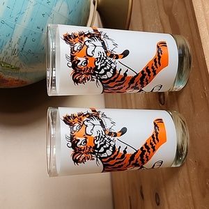 Vintage frosted ESSO tiger tumblers